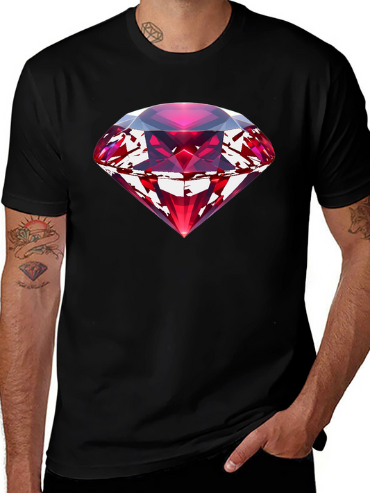 Red Gemstone Graphic Black T-Shirt