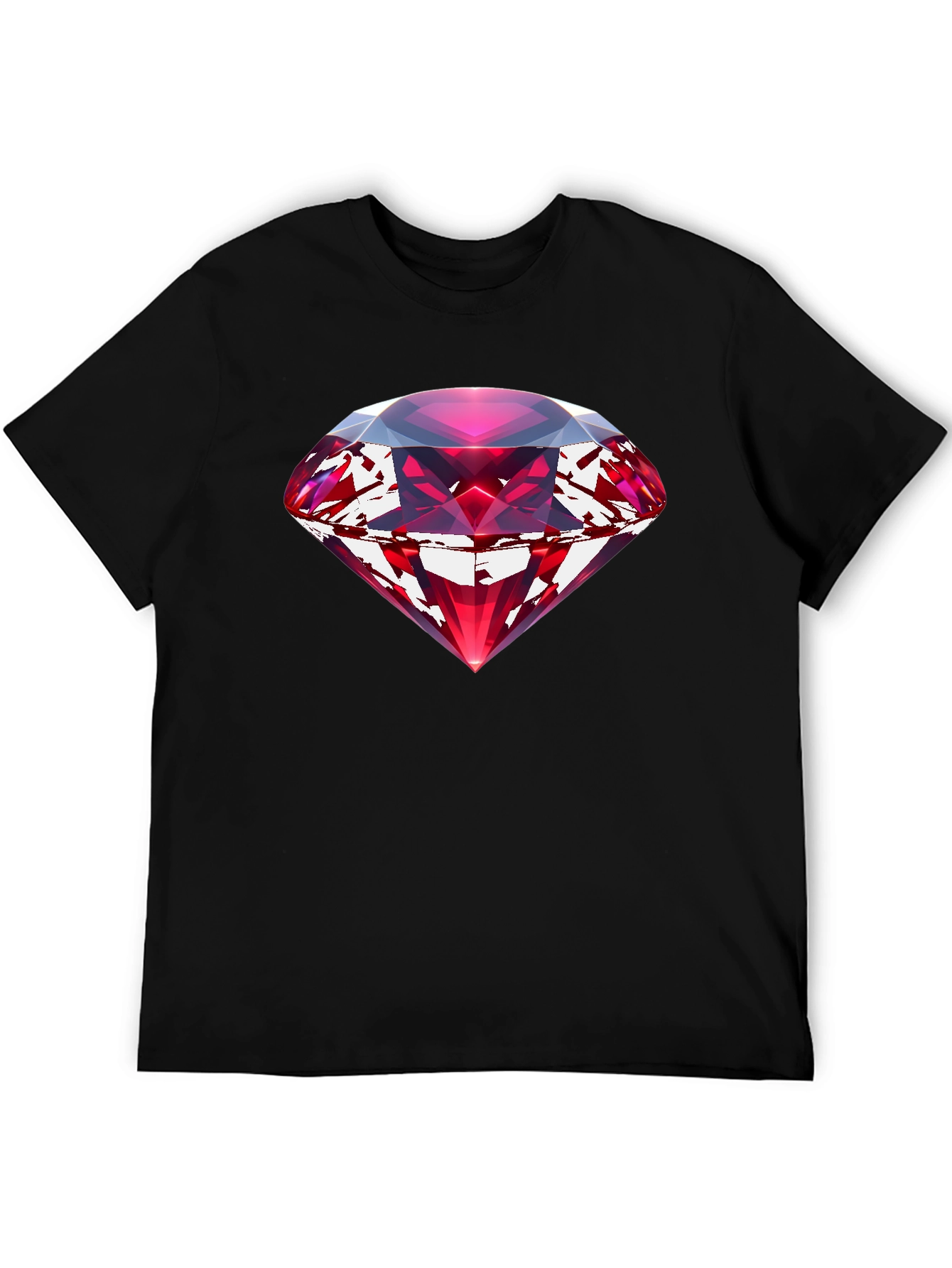 Red Gemstone Graphic Black T-Shirt