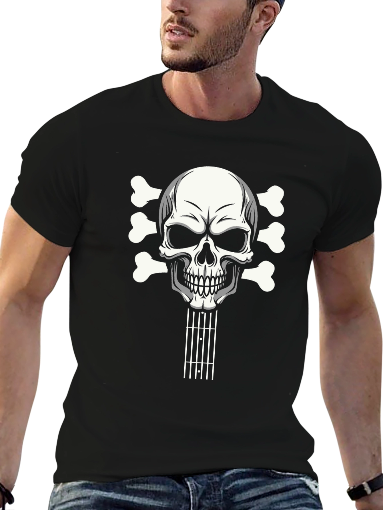 Skull Guitar T-Shirt - Rocker Style Tee