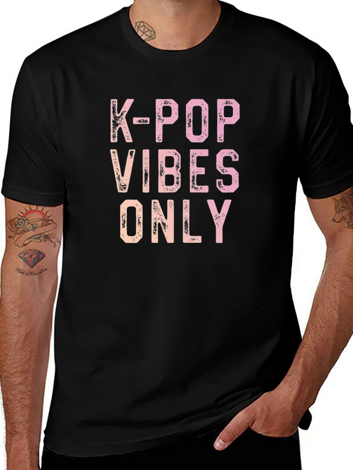 K-Pop Vibes Only Graphic Tee - Trendy Casual Shirt