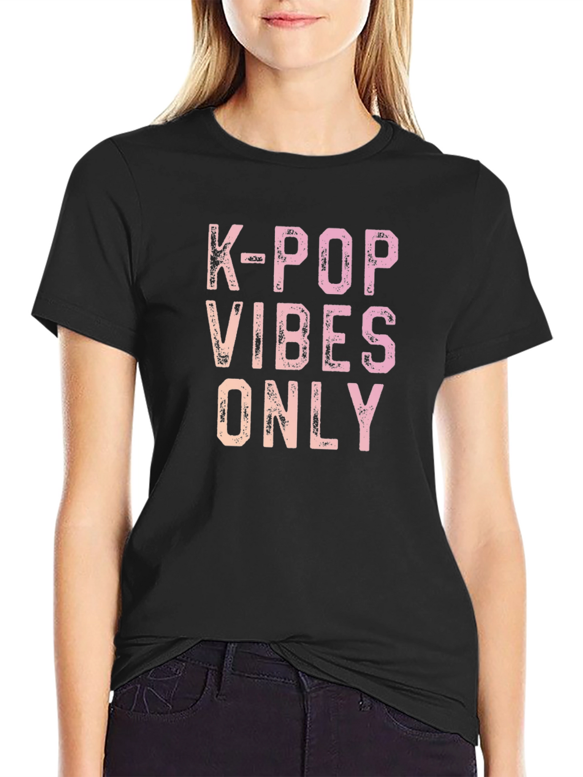 K-Pop Vibes Only Graphic Tee - Trendy Casual Shirt
