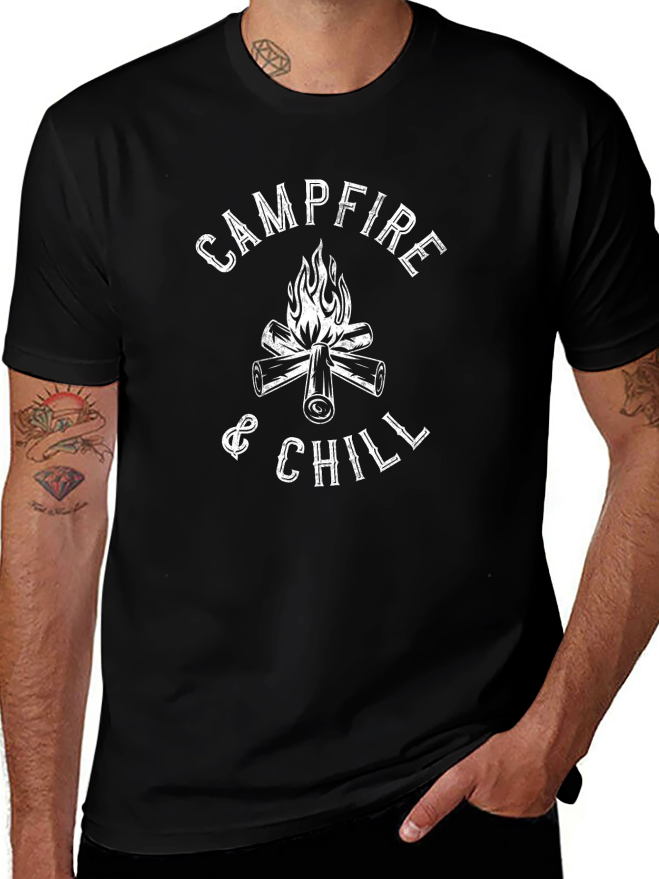 Campfire & Chill Black Graphic T-Shirt