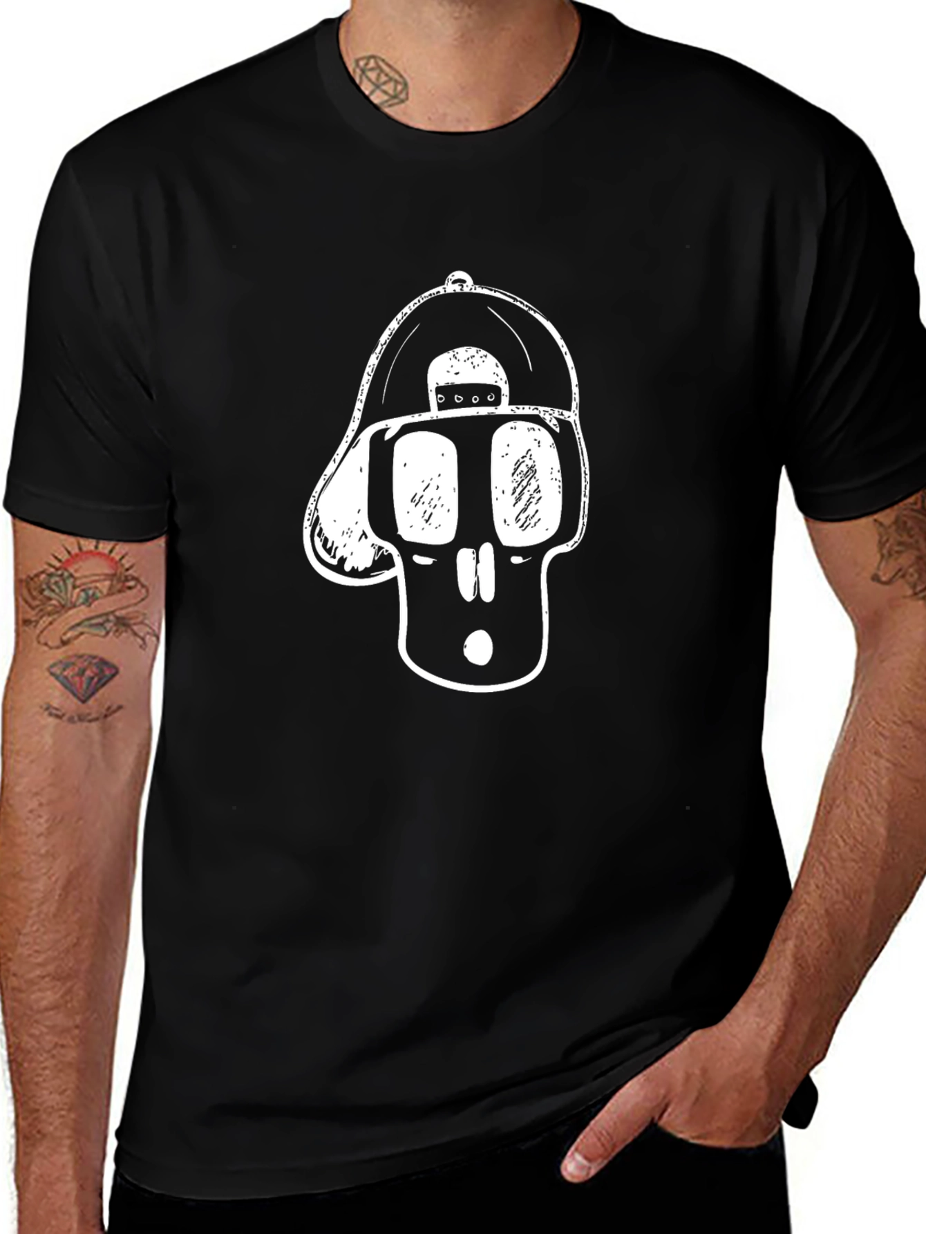 Cool Skull Graphic Tee - Black Cotton