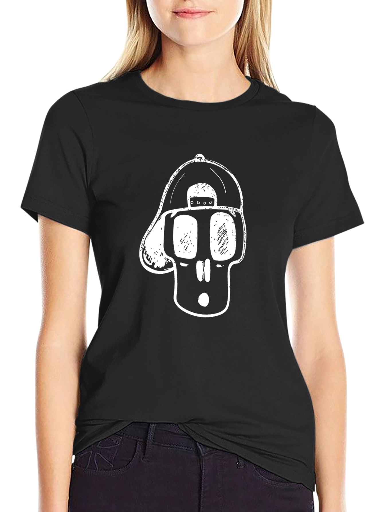 Cool Skull Graphic Tee - Black Cotton