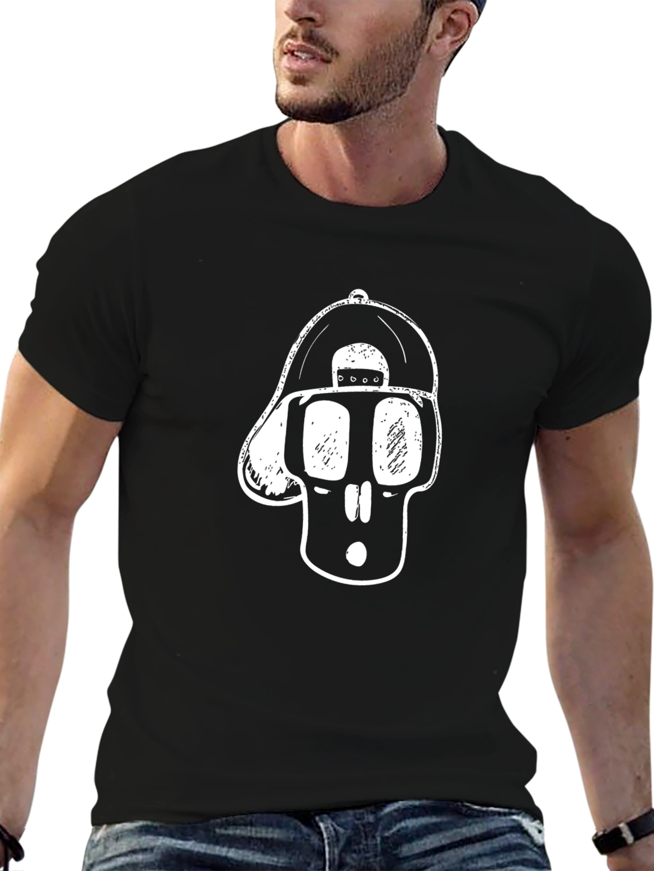 Cool Skull Graphic Tee - Black Cotton