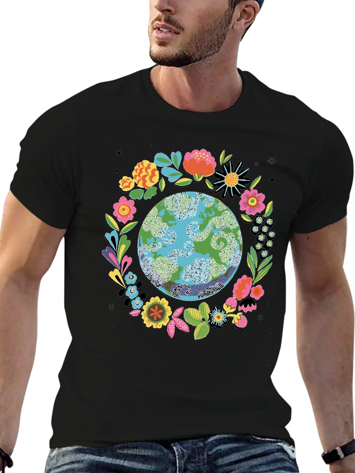 Floral Earth Graphic Tee - Earth Day Shirt