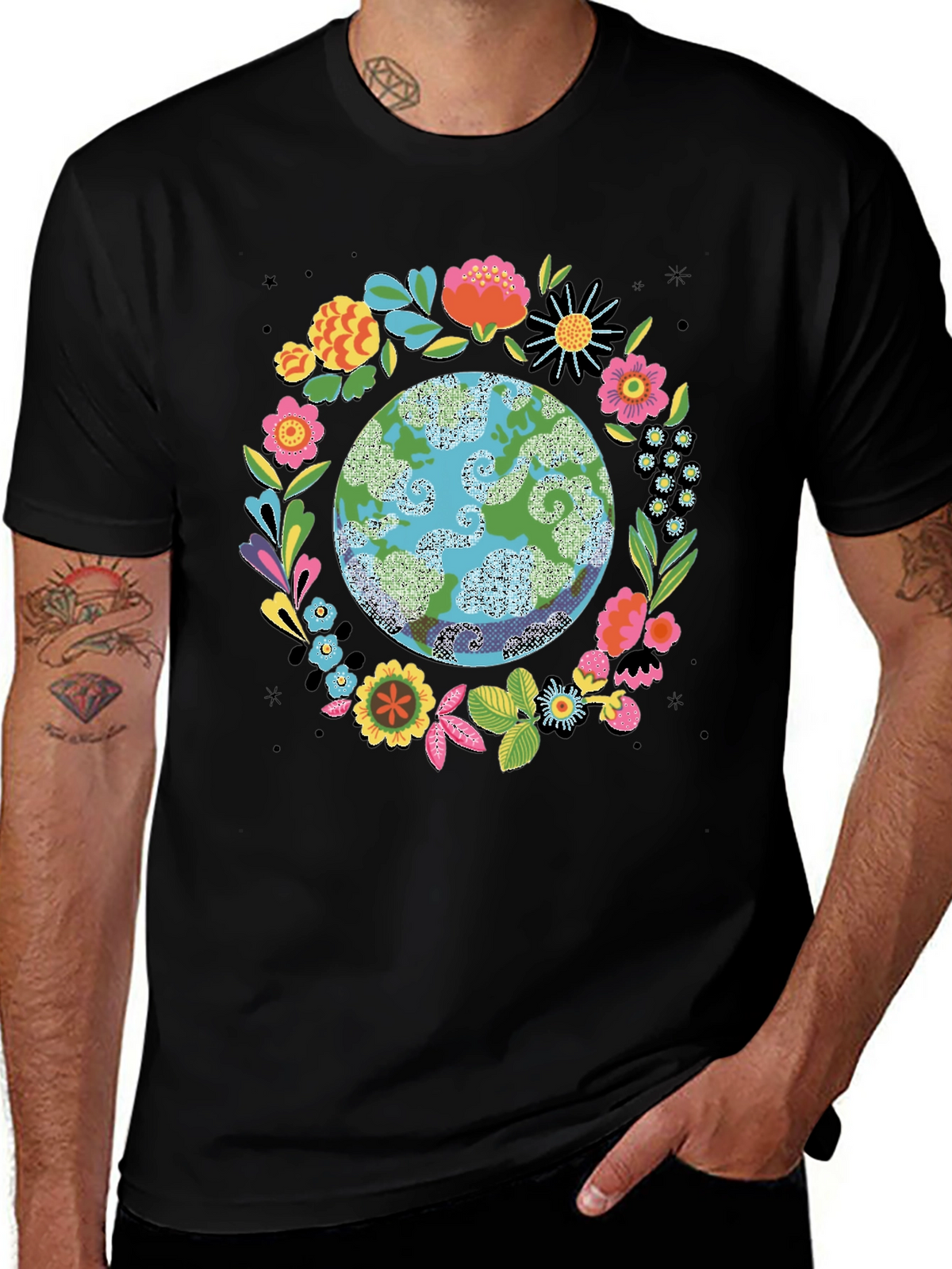 Floral Earth Graphic Tee - Earth Day Shirt