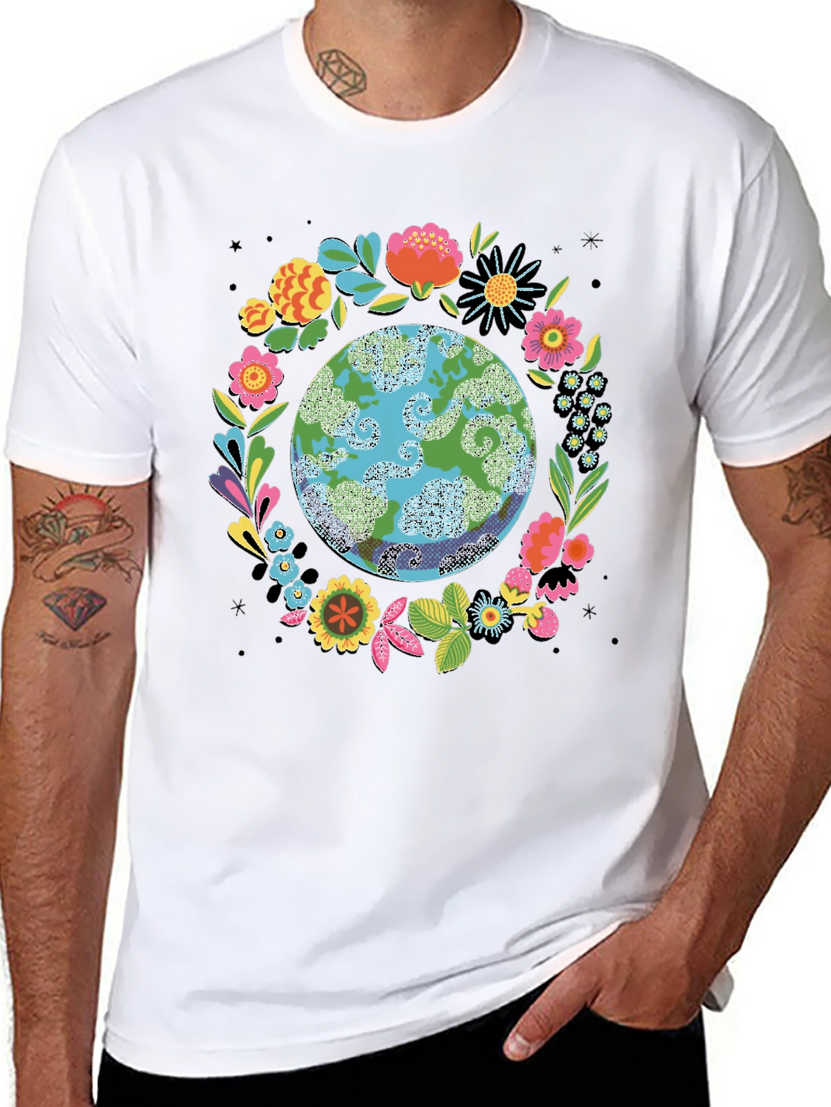 Floral Earth Graphic Tee - Earth Day Shirt