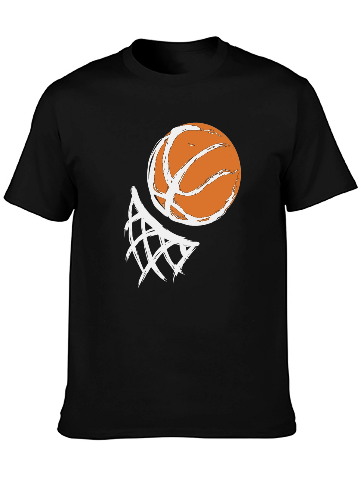 Basketball Graphic Tee - Black Cotton T-Shirt