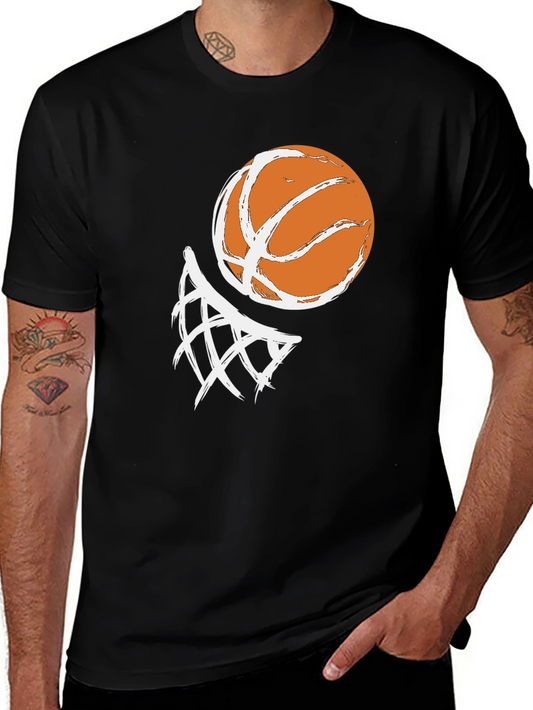 Basketball Graphic Tee - Black Cotton T-Shirt
