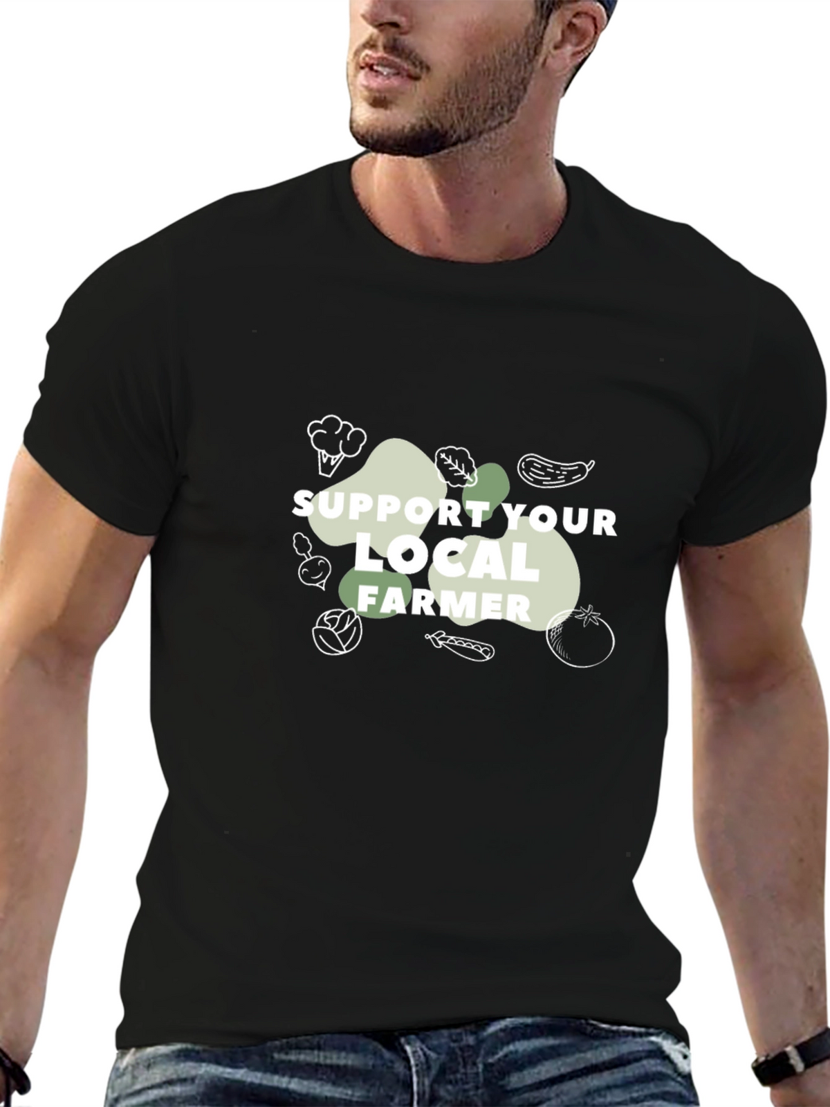 Support Local Farmer Graphic T-Shirt - Black