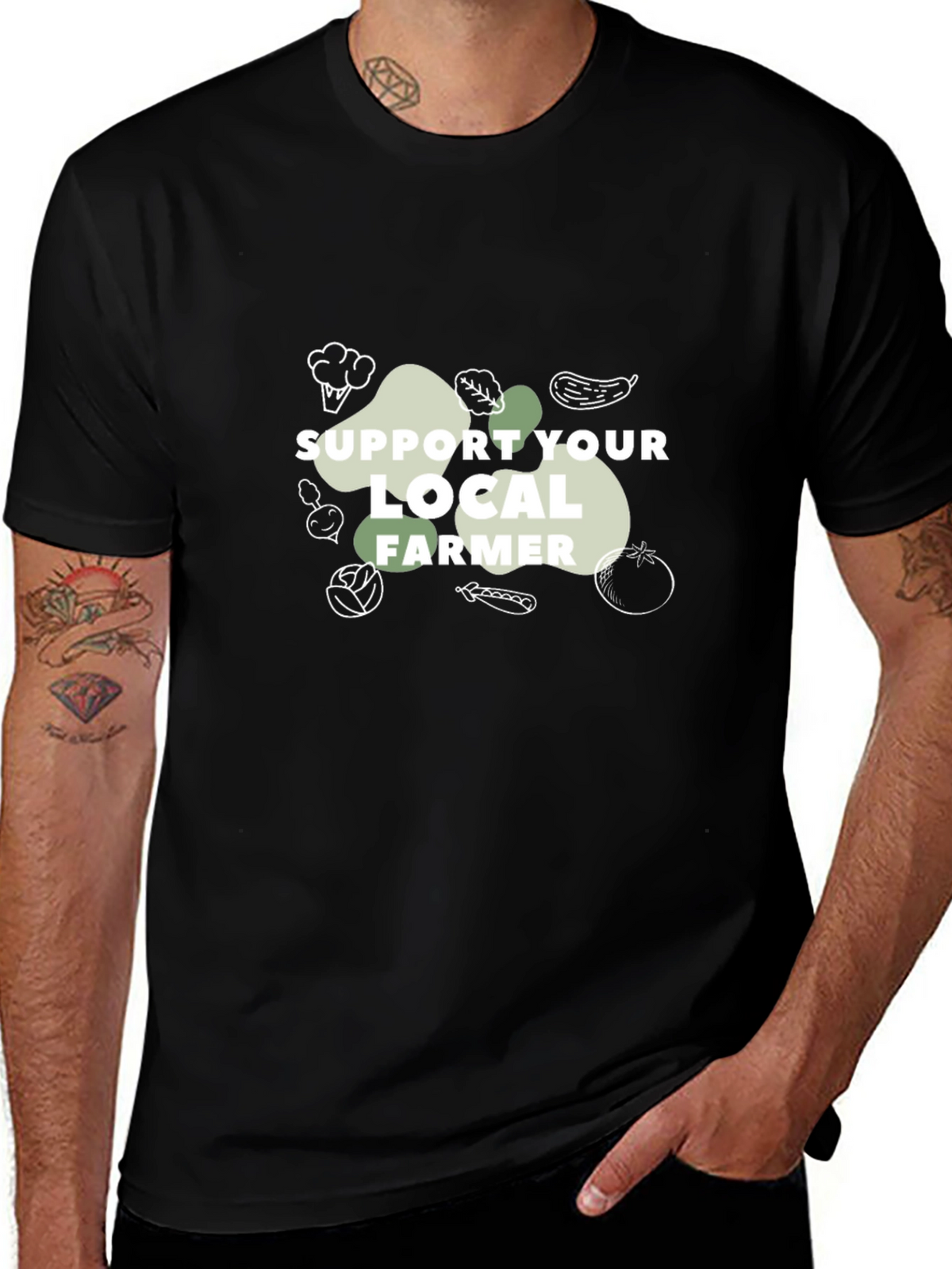 Support Local Farmer Graphic T-Shirt - Black