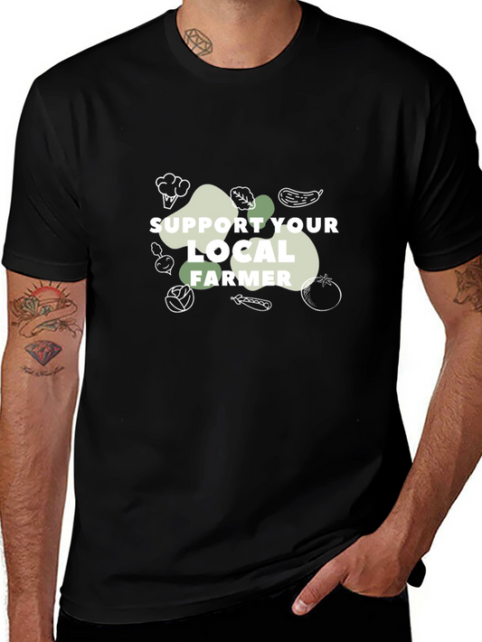 Support Local Farmer Graphic T-Shirt - Black