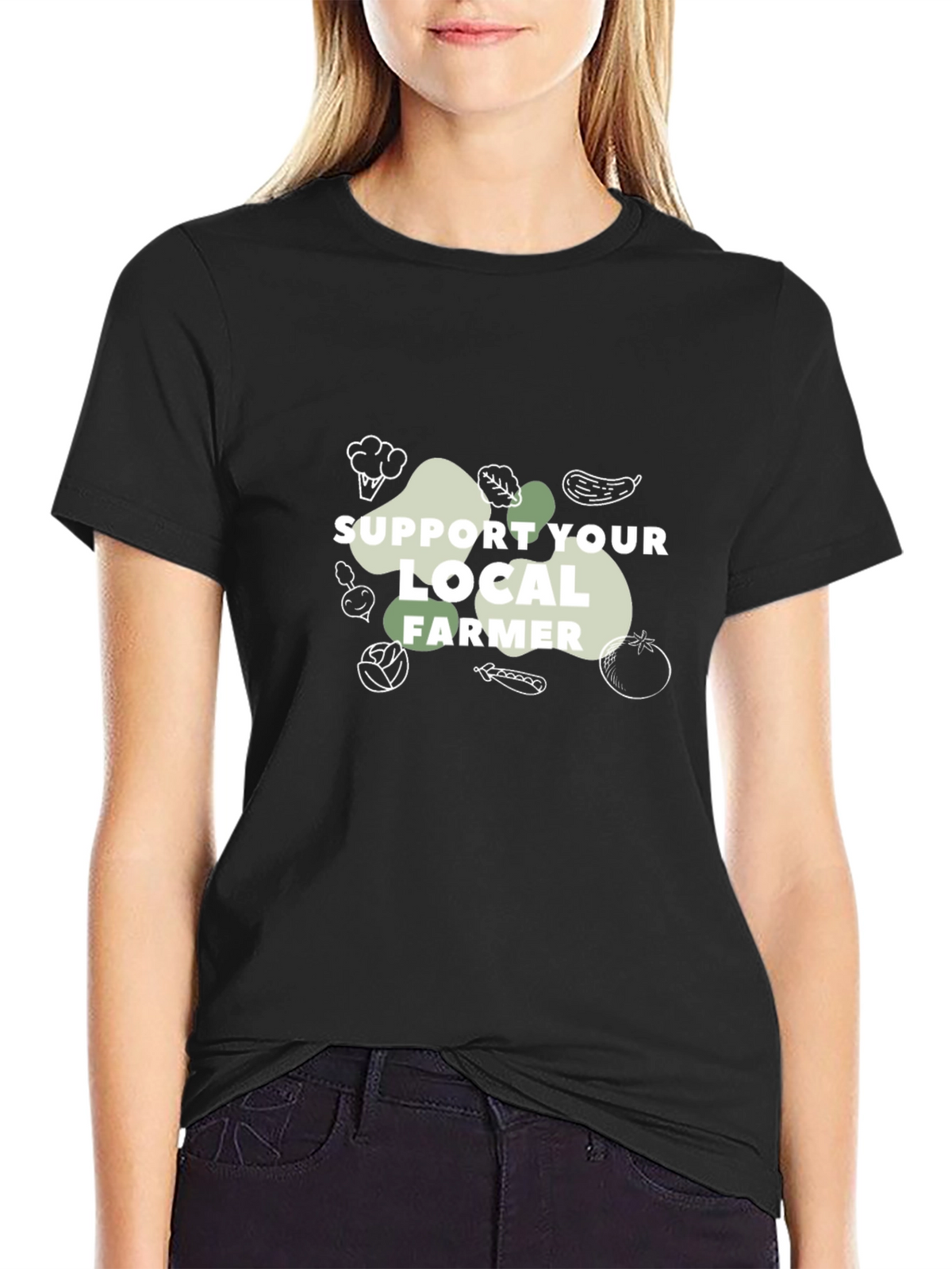 Support Local Farmer Graphic T-Shirt - Black