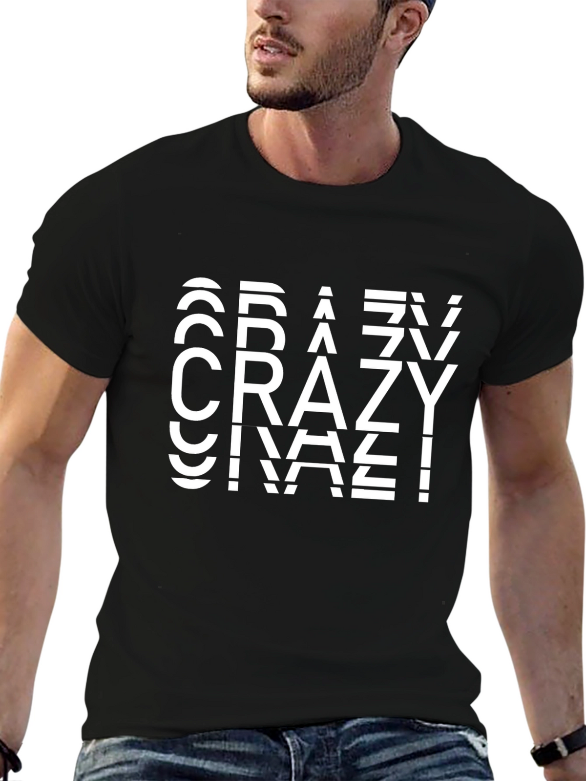Mens Black Crazy Graphic Tee