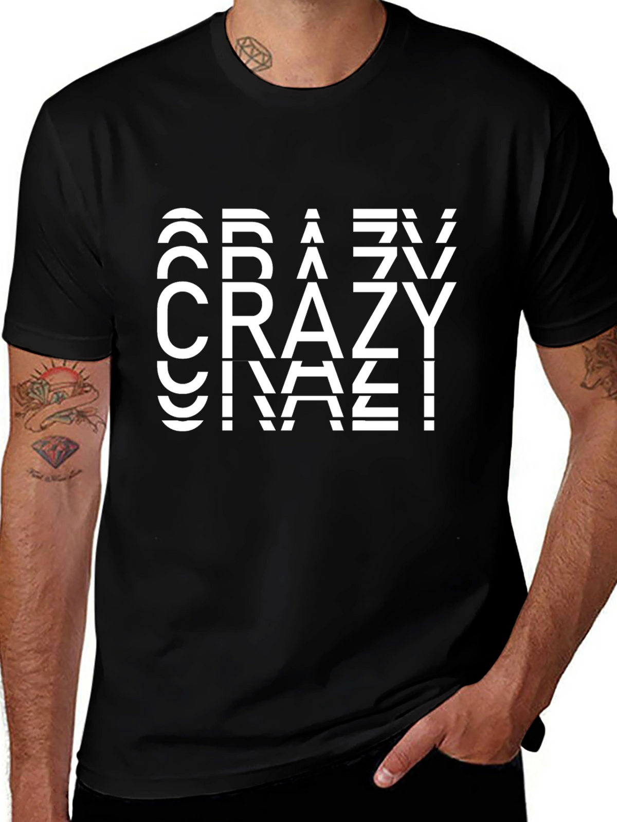 Mens Black Crazy Graphic Tee