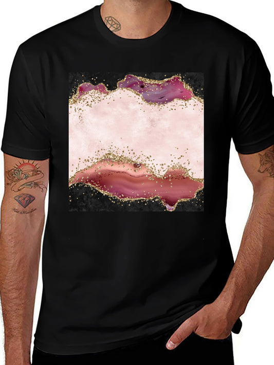 Abstract Agate Design Black T-Shirt