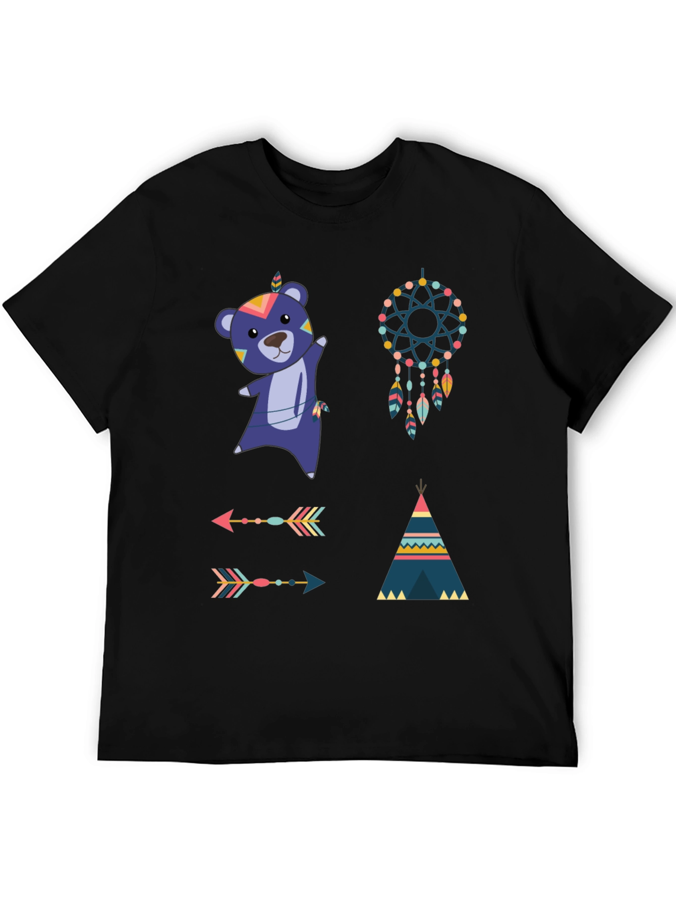 Tribal Design Black Tee