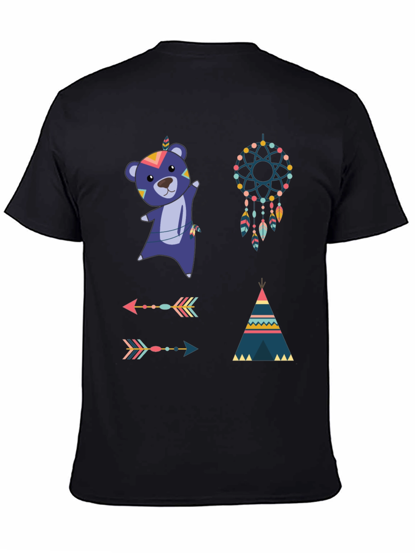 Tribal Design Black Tee