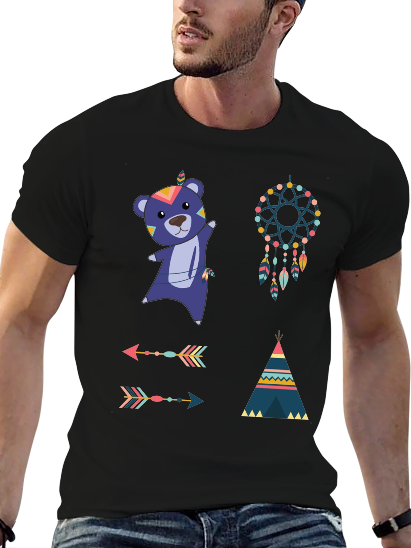 Tribal Design Black Tee