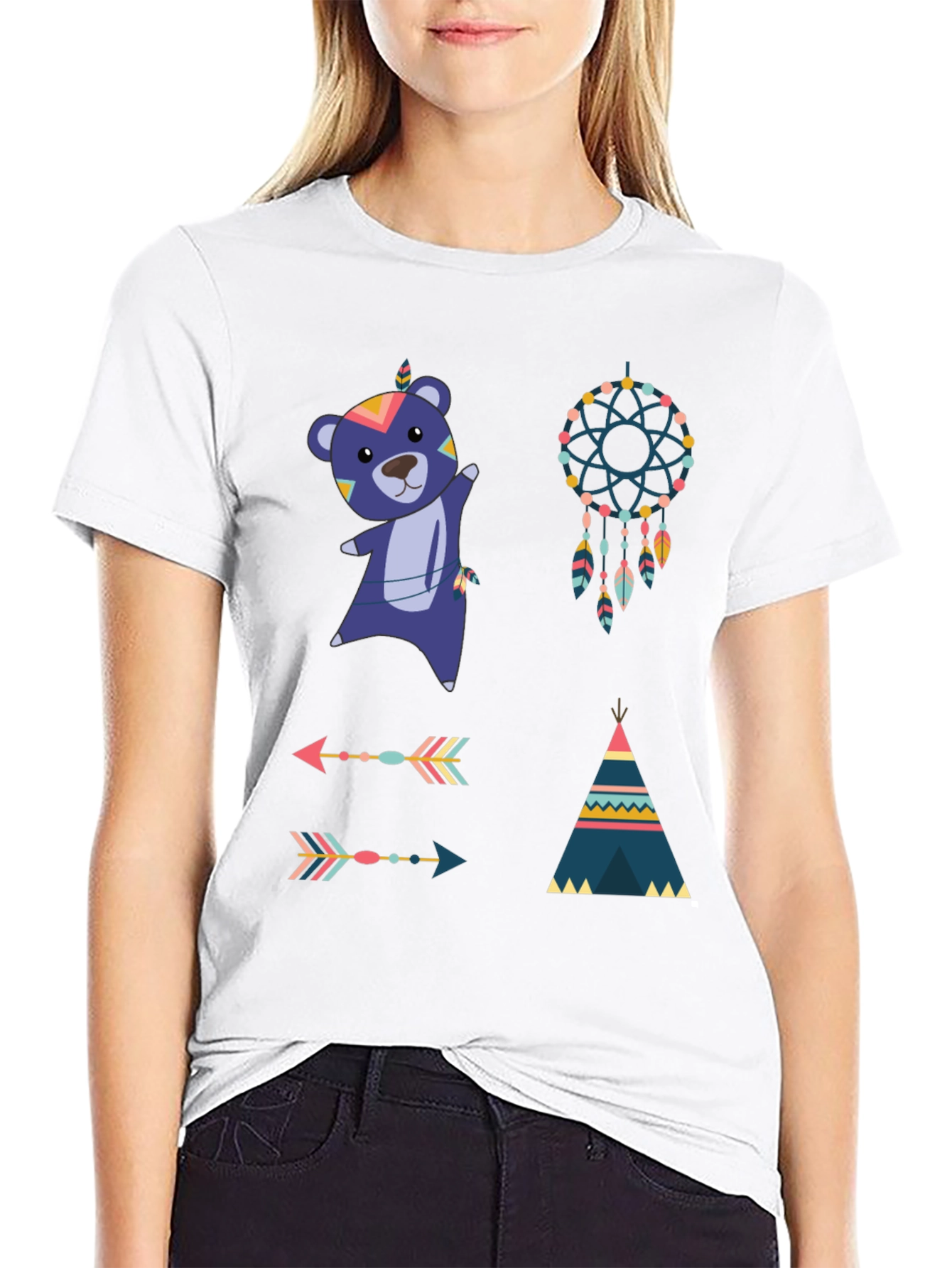 Tribal Design Black Tee
