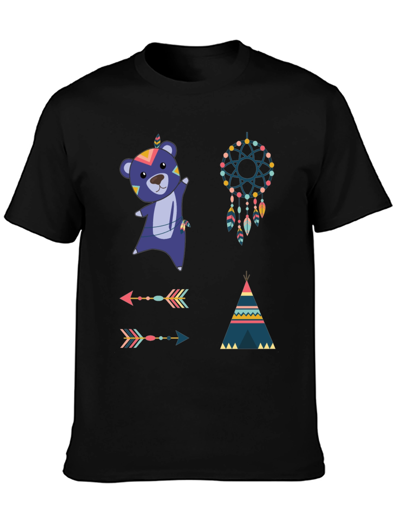 Tribal Design Black Tee