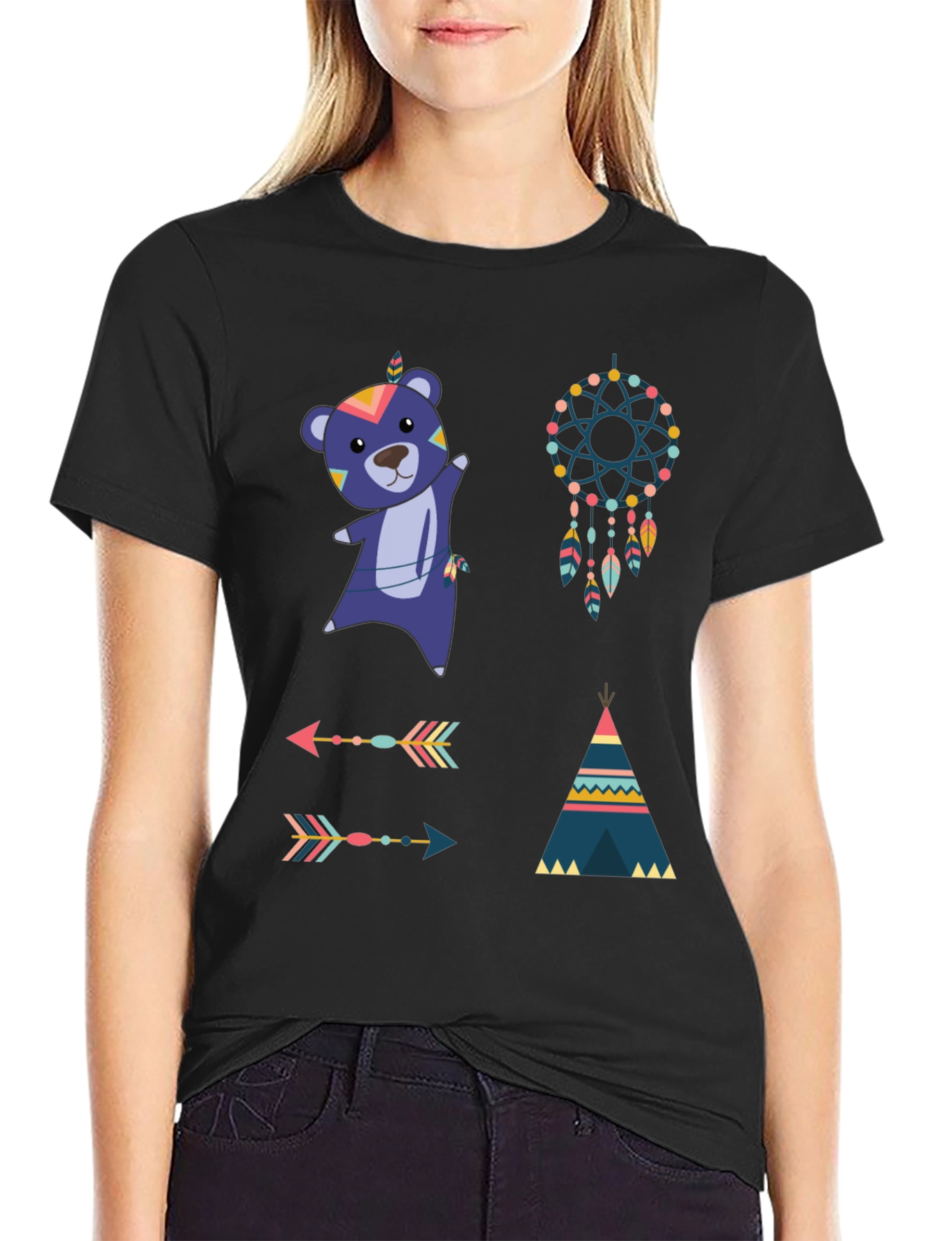 Tribal Design Black Tee