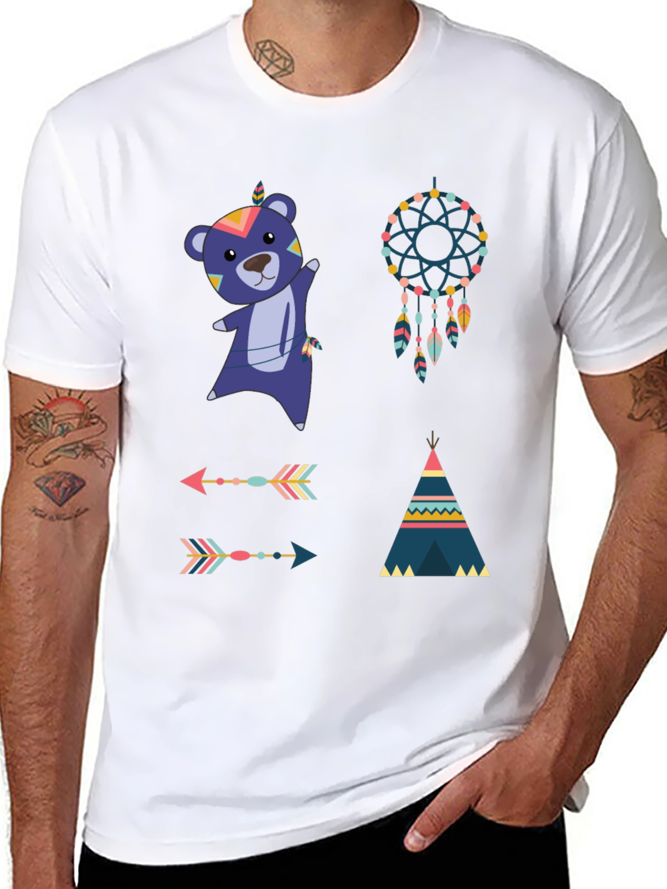 Tribal Design Black Tee