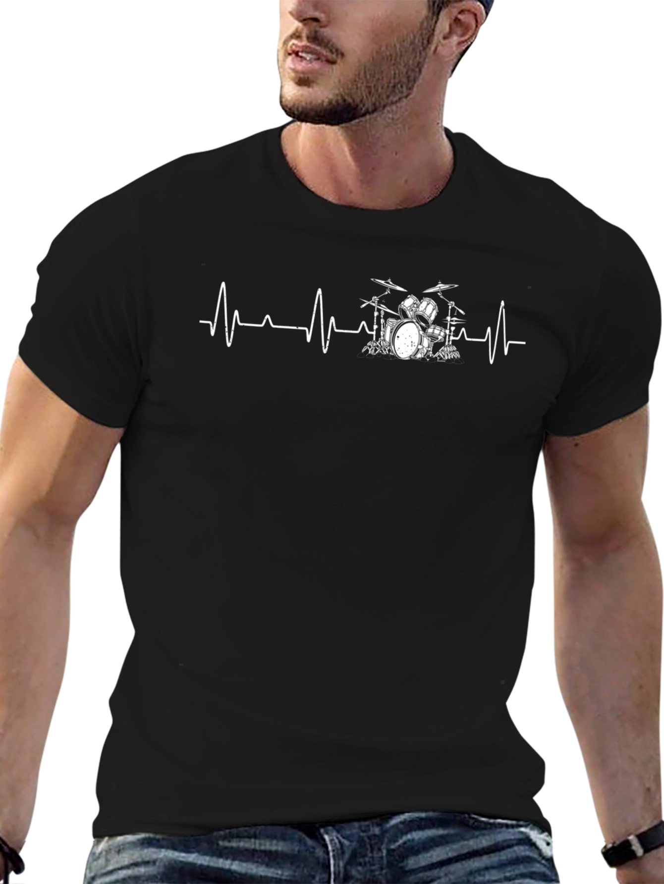 Drum Heartbeat Graphic Tee - Music Lover T-Shirt