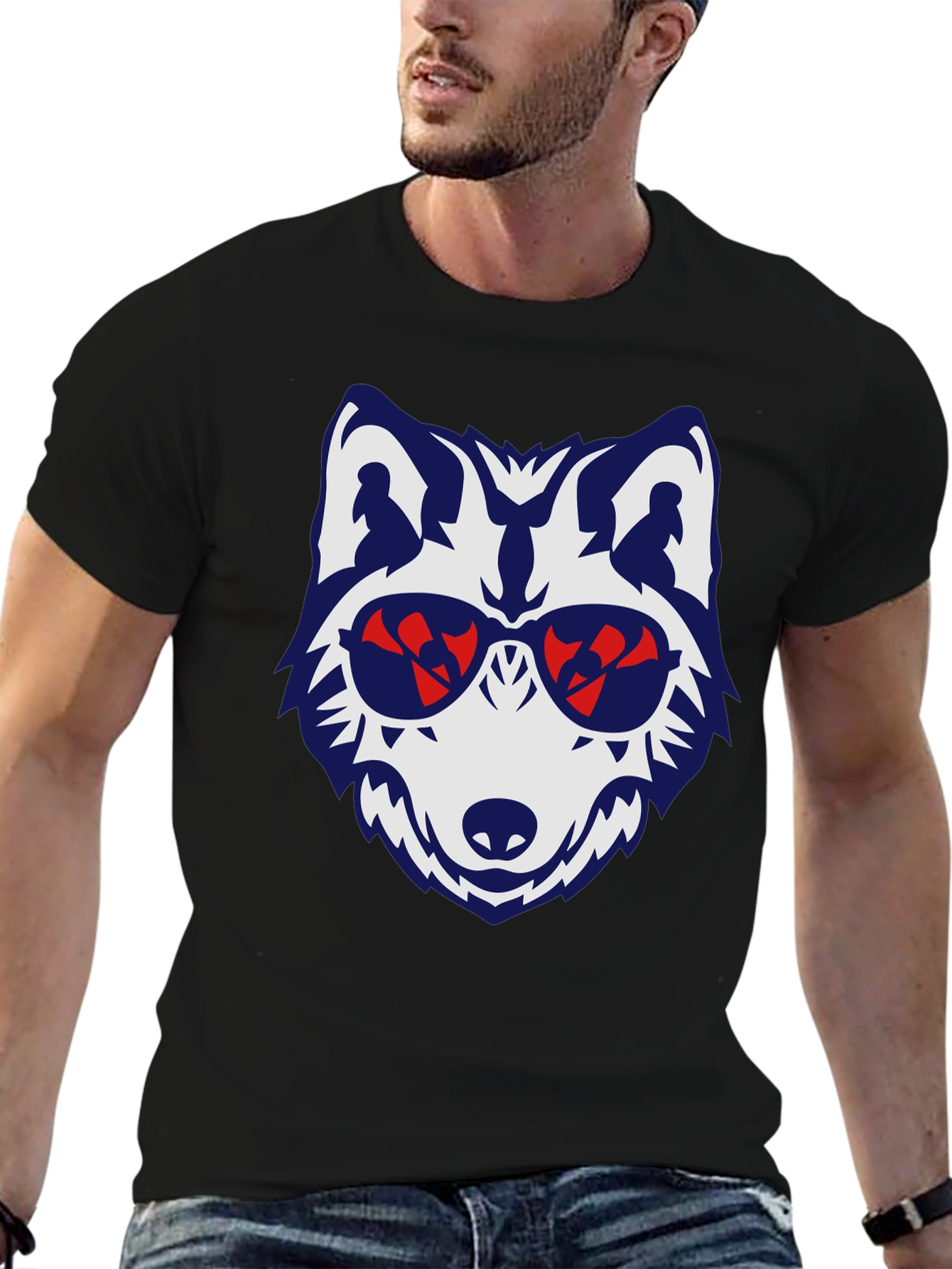 Cool Wolf Graphic Tee - Mens Black T-Shirt