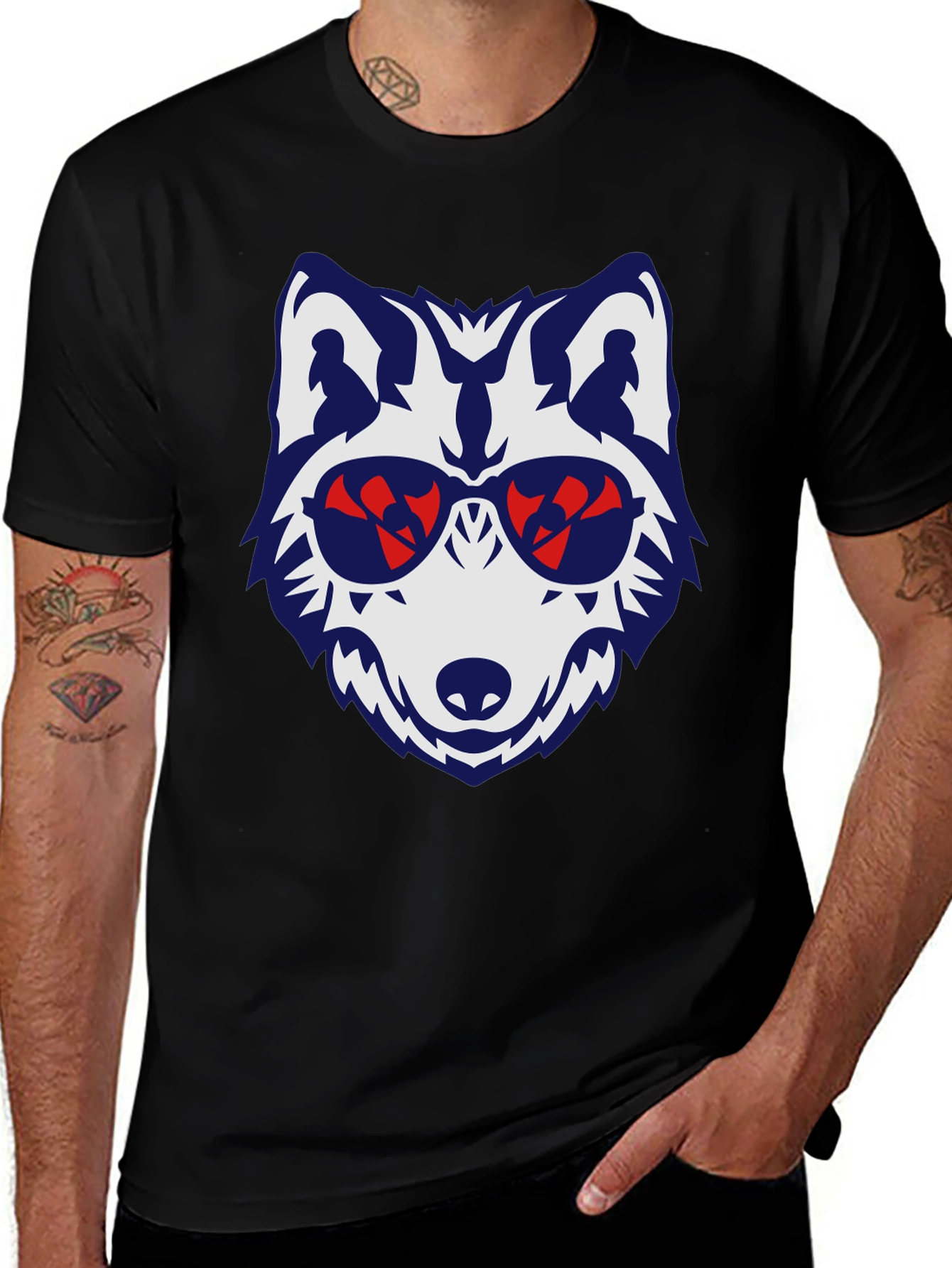 Cool Wolf Graphic Tee - Mens Black T-Shirt