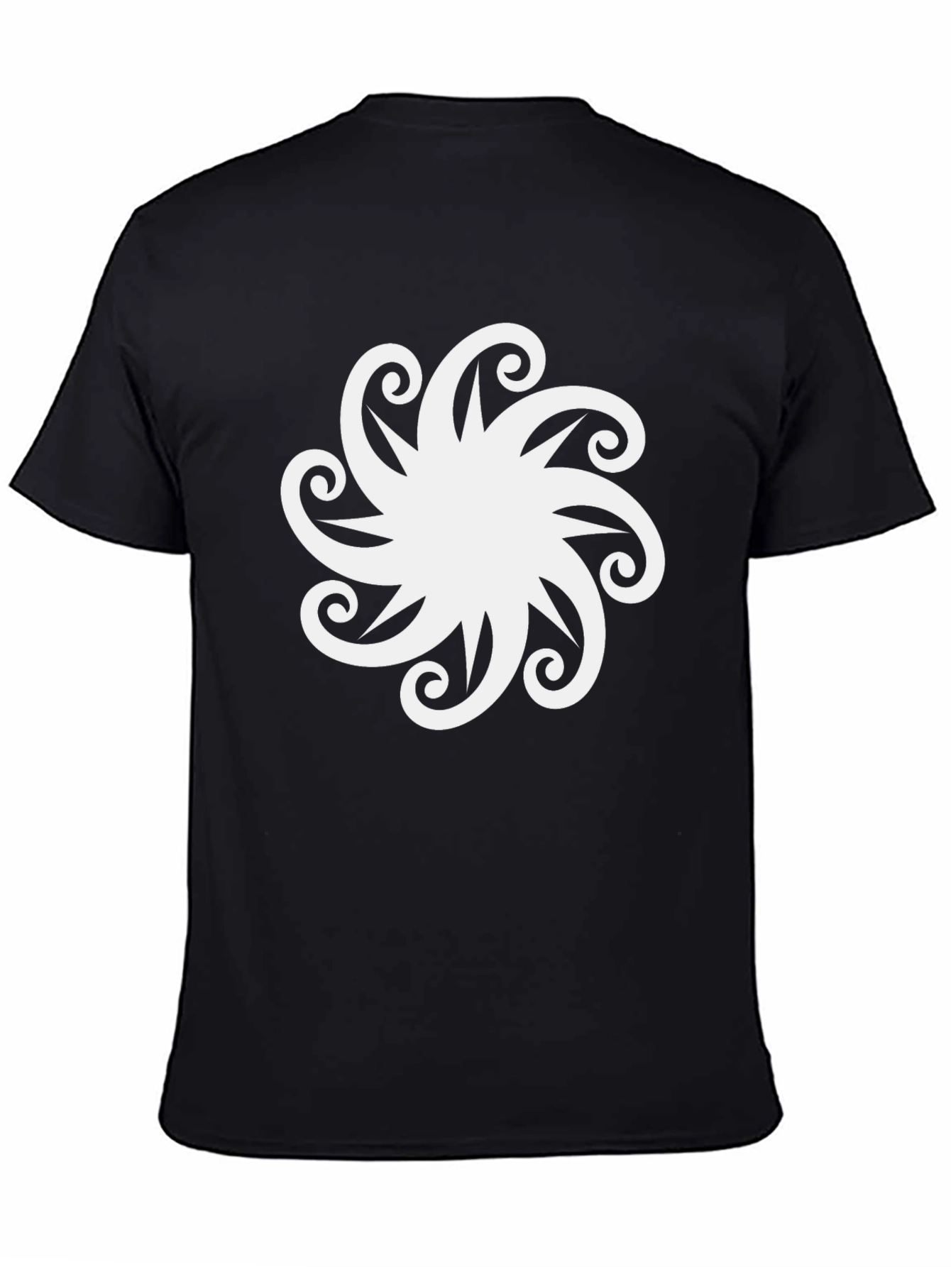Stylish Black T-Shirt with White Floral Design