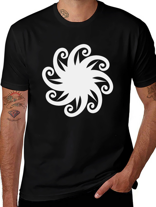 Stylish Black T-Shirt with White Floral Design