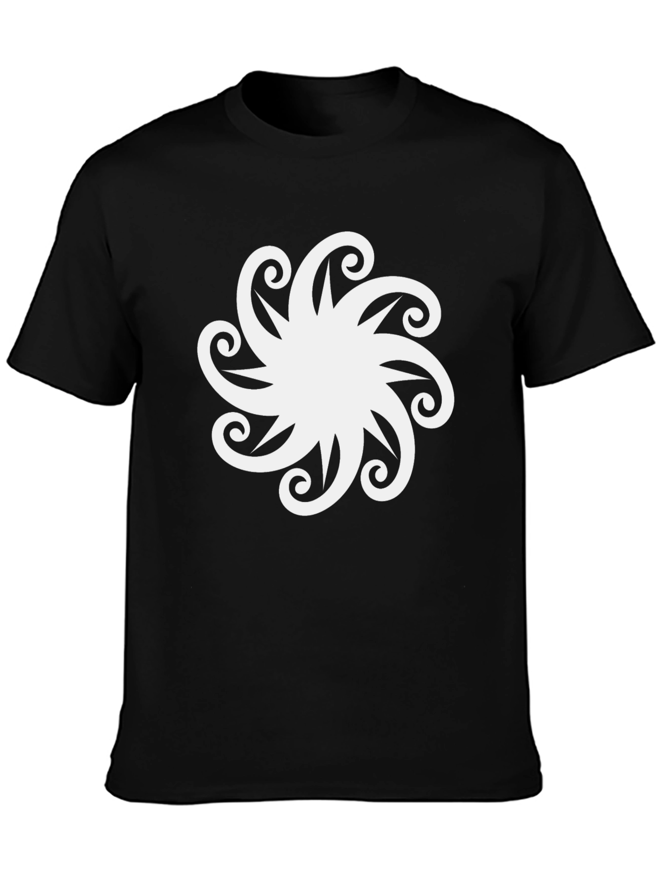 Stylish Black T-Shirt with White Floral Design