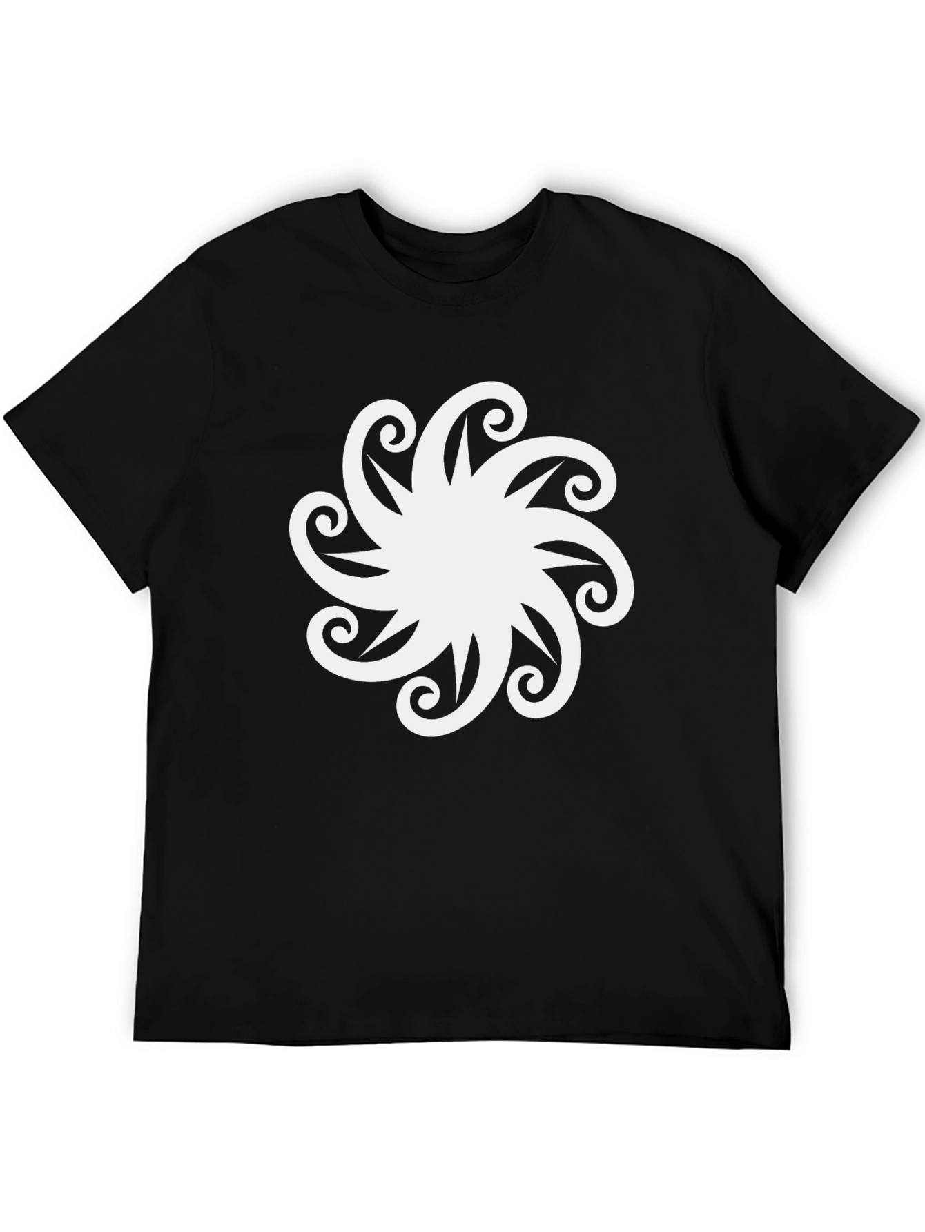Stylish Black T-Shirt with White Floral Design