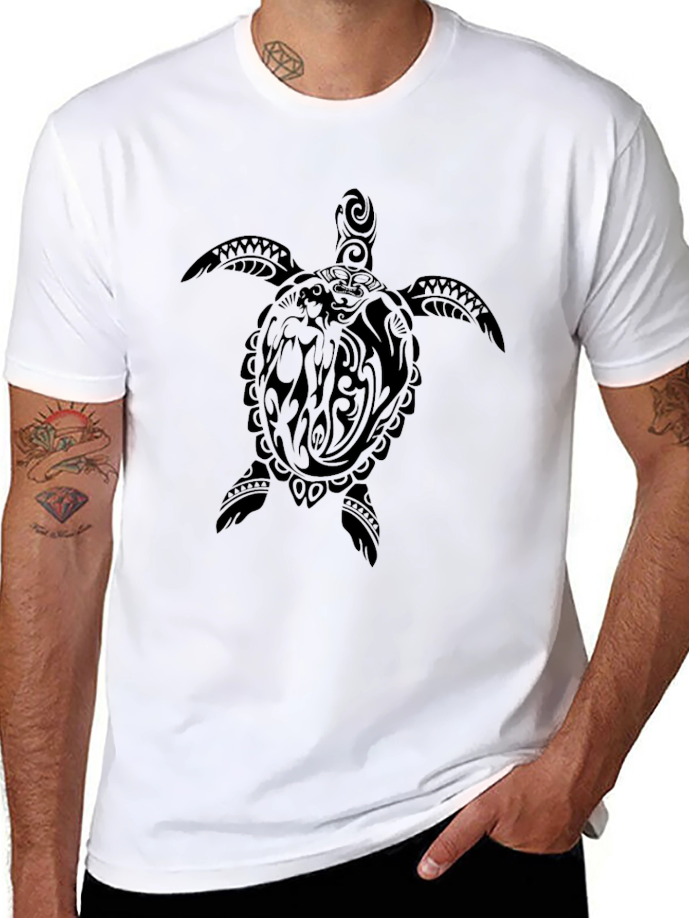 Tribal Turtle Graphic Tee - Black