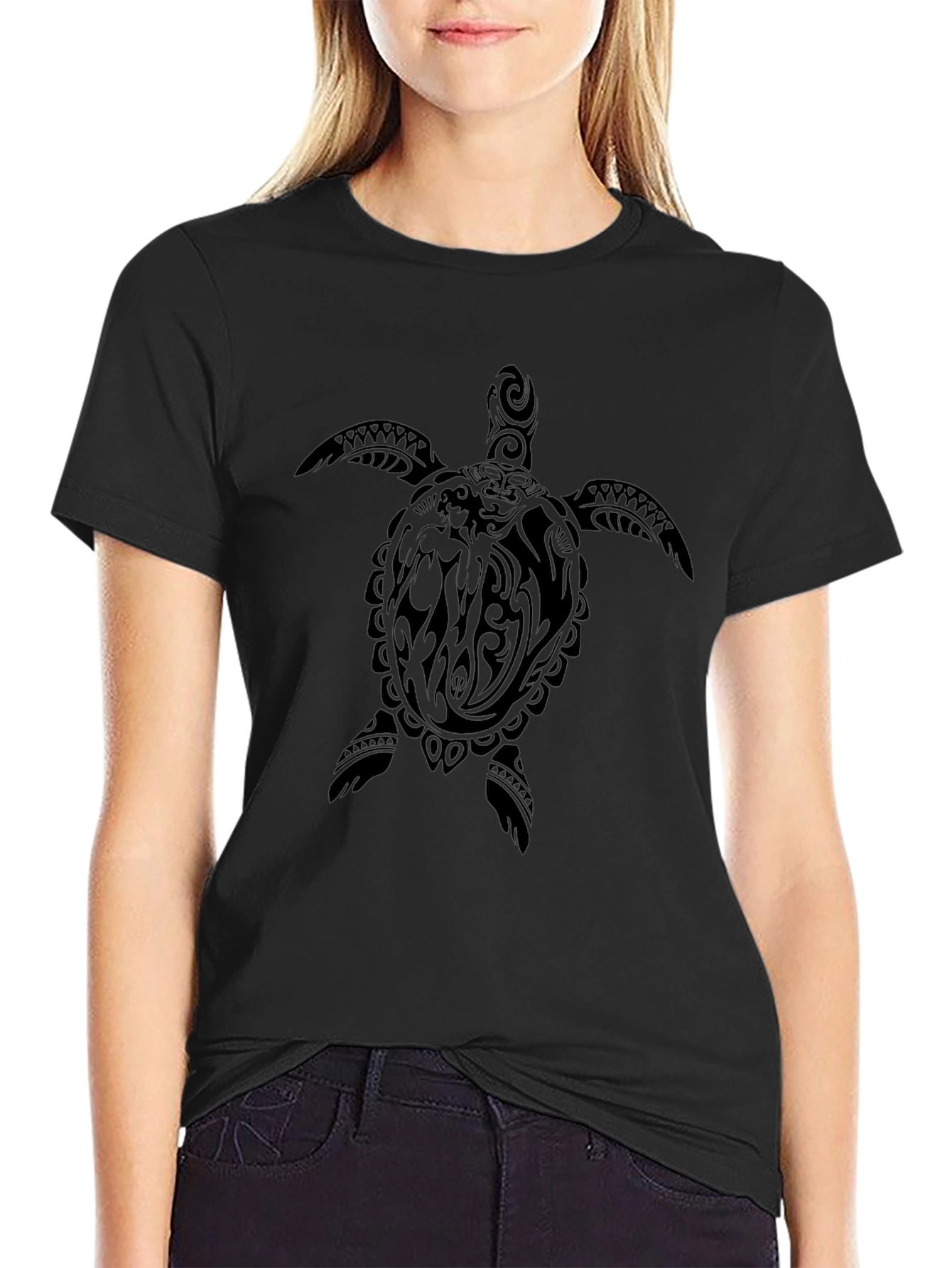 Tribal Turtle Graphic Tee - Black