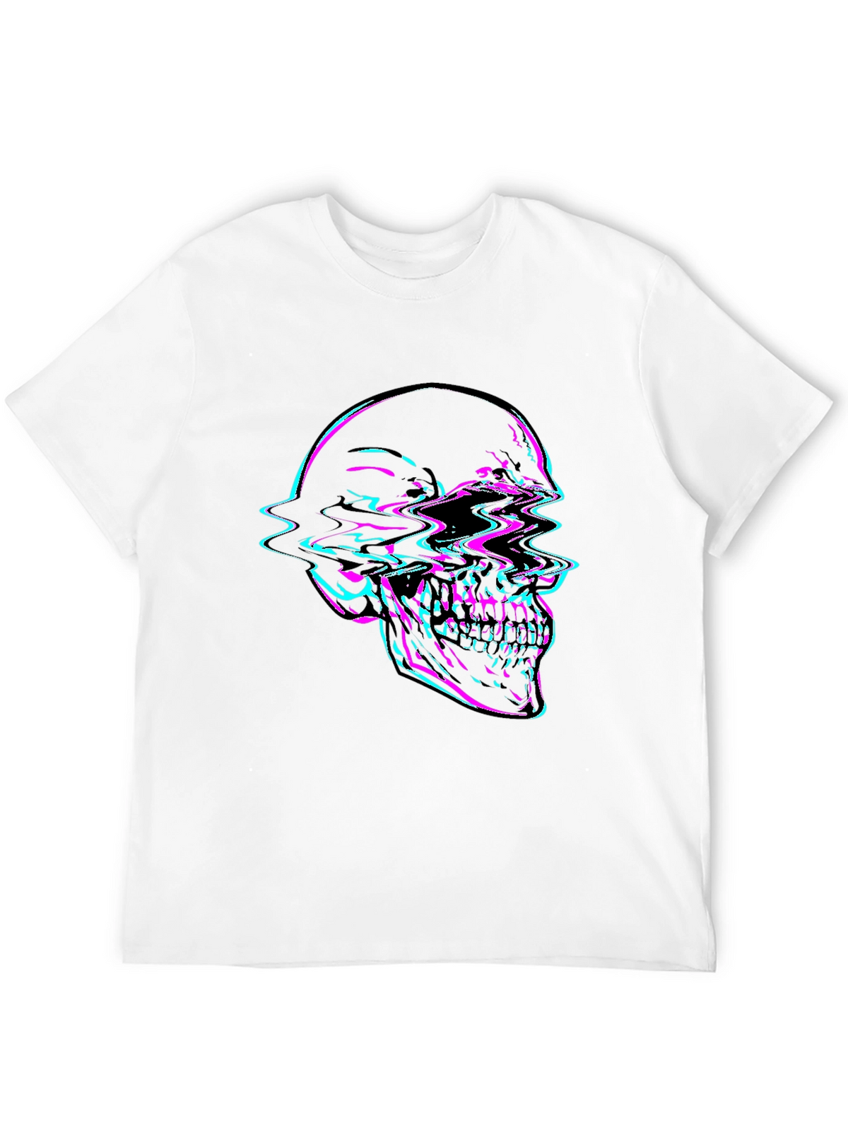Glitch Skull Graphic Tee - Bold Black T-Shirt
