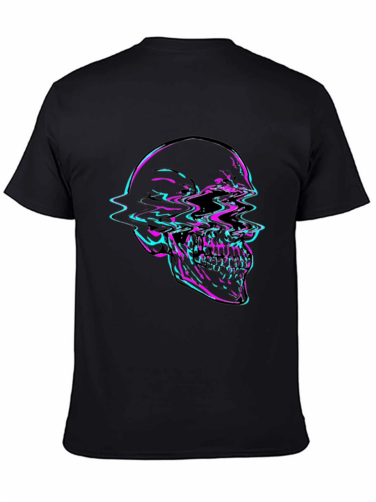 Glitch Skull Graphic Tee - Bold Black T-Shirt