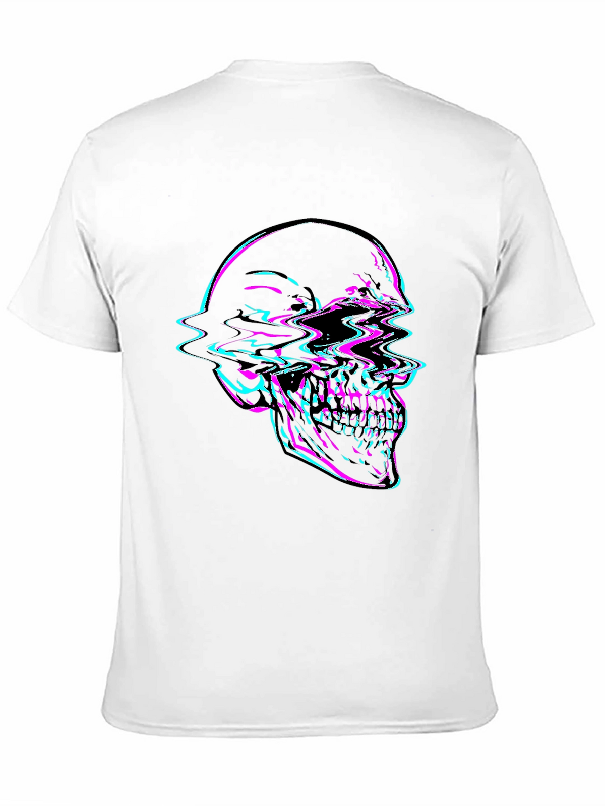 Glitch Skull Graphic Tee - Bold Black T-Shirt
