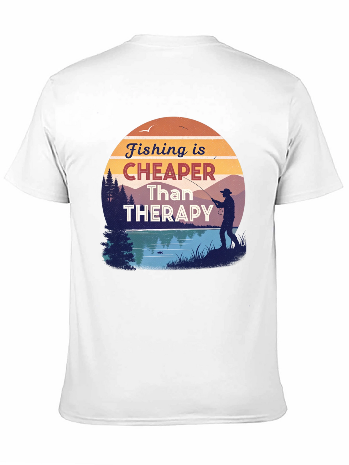 Fishing is Cheaper Than Therapy Black T-Shirt