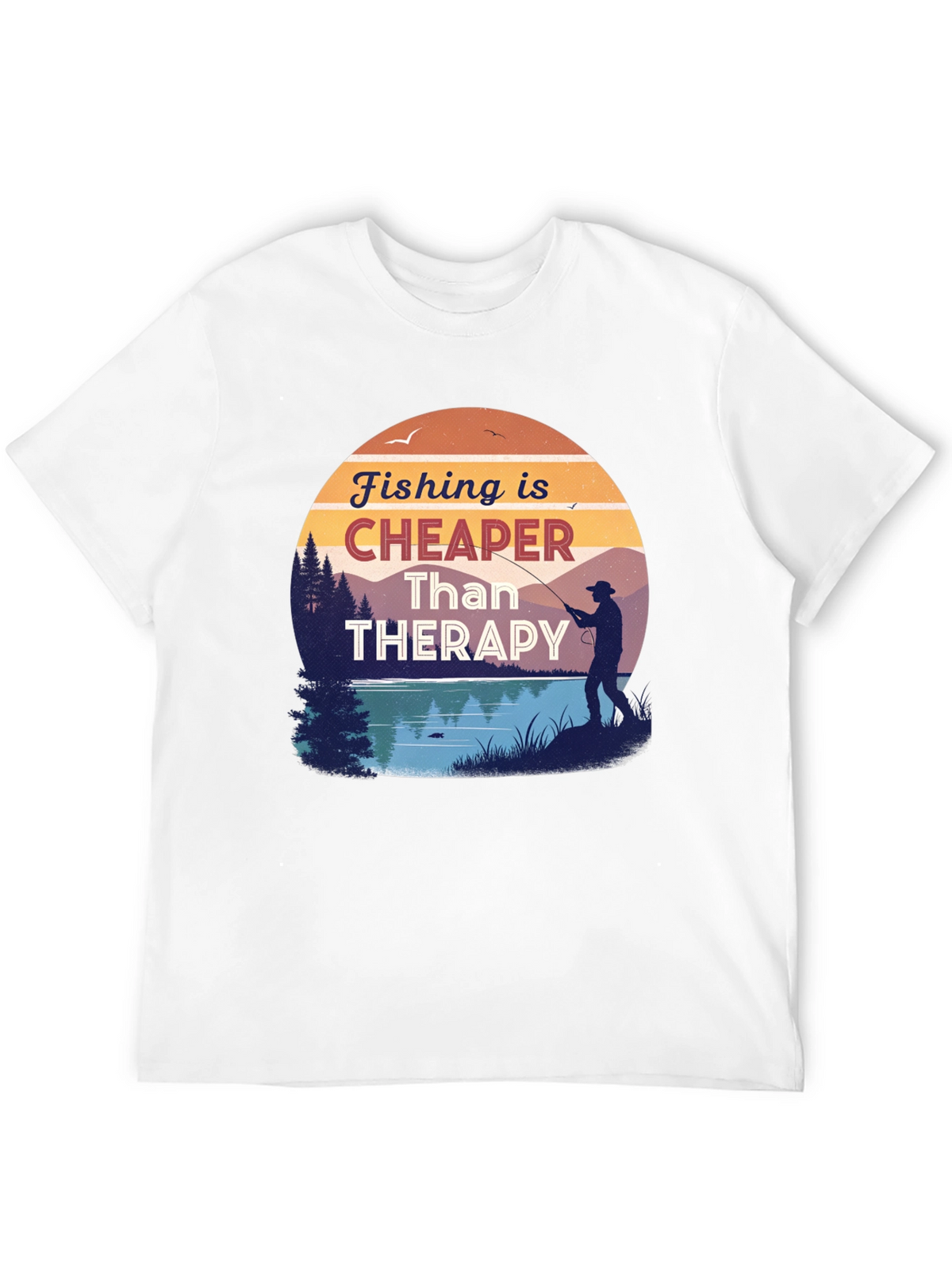 Fishing is Cheaper Than Therapy Black T-Shirt