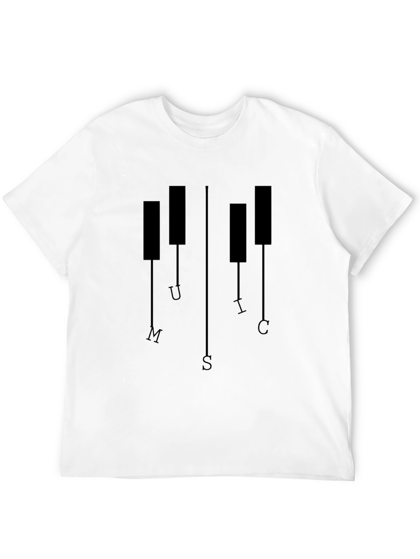 Music Piano Keys Black Graphic T-Shirt