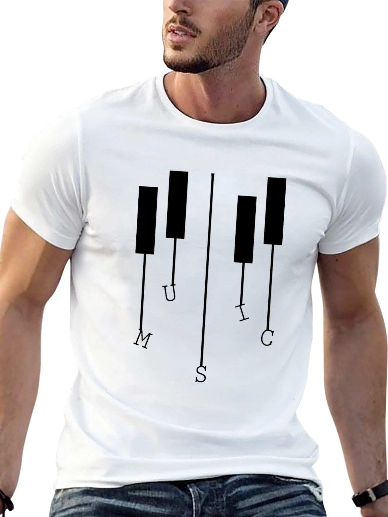 Music Piano Keys Black Graphic T-Shirt
