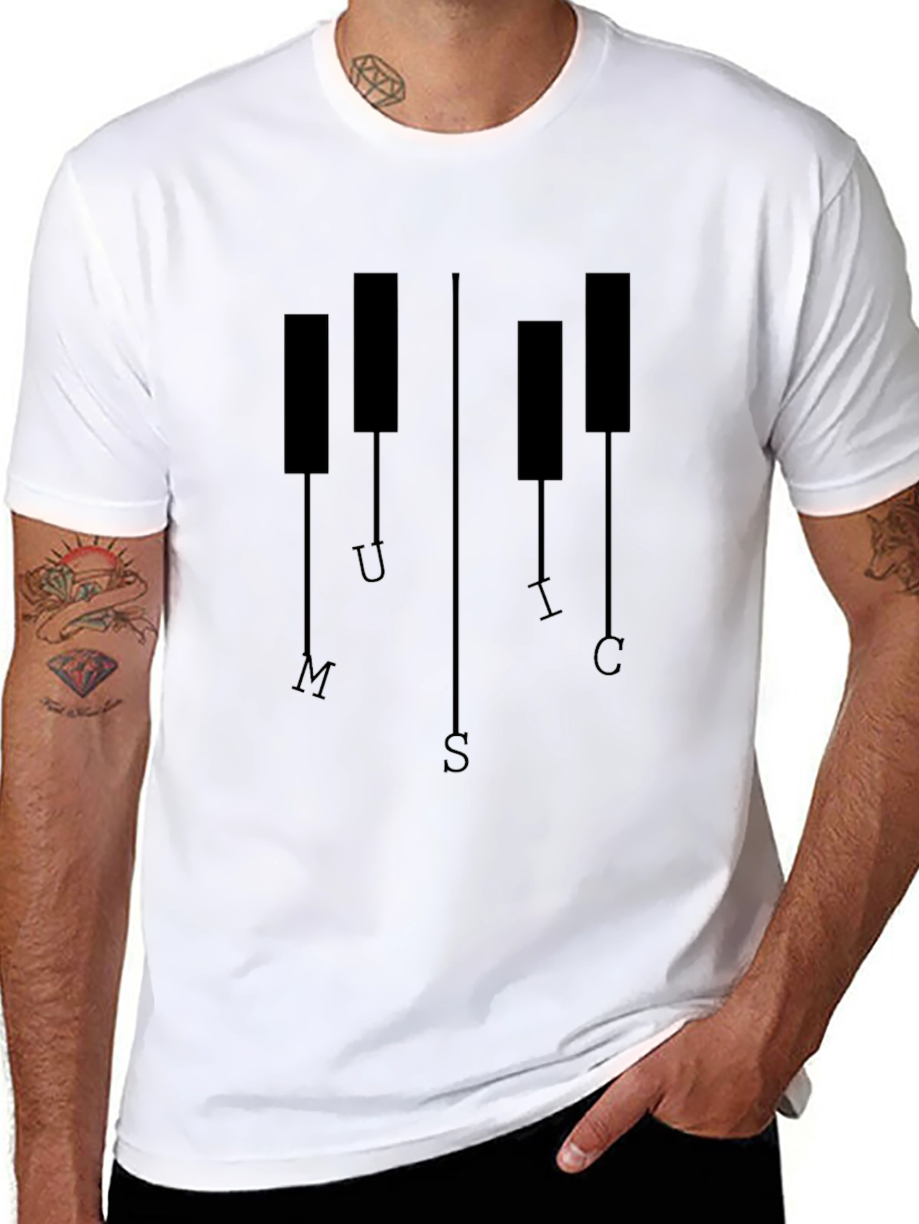 Music Piano Keys Black Graphic T-Shirt