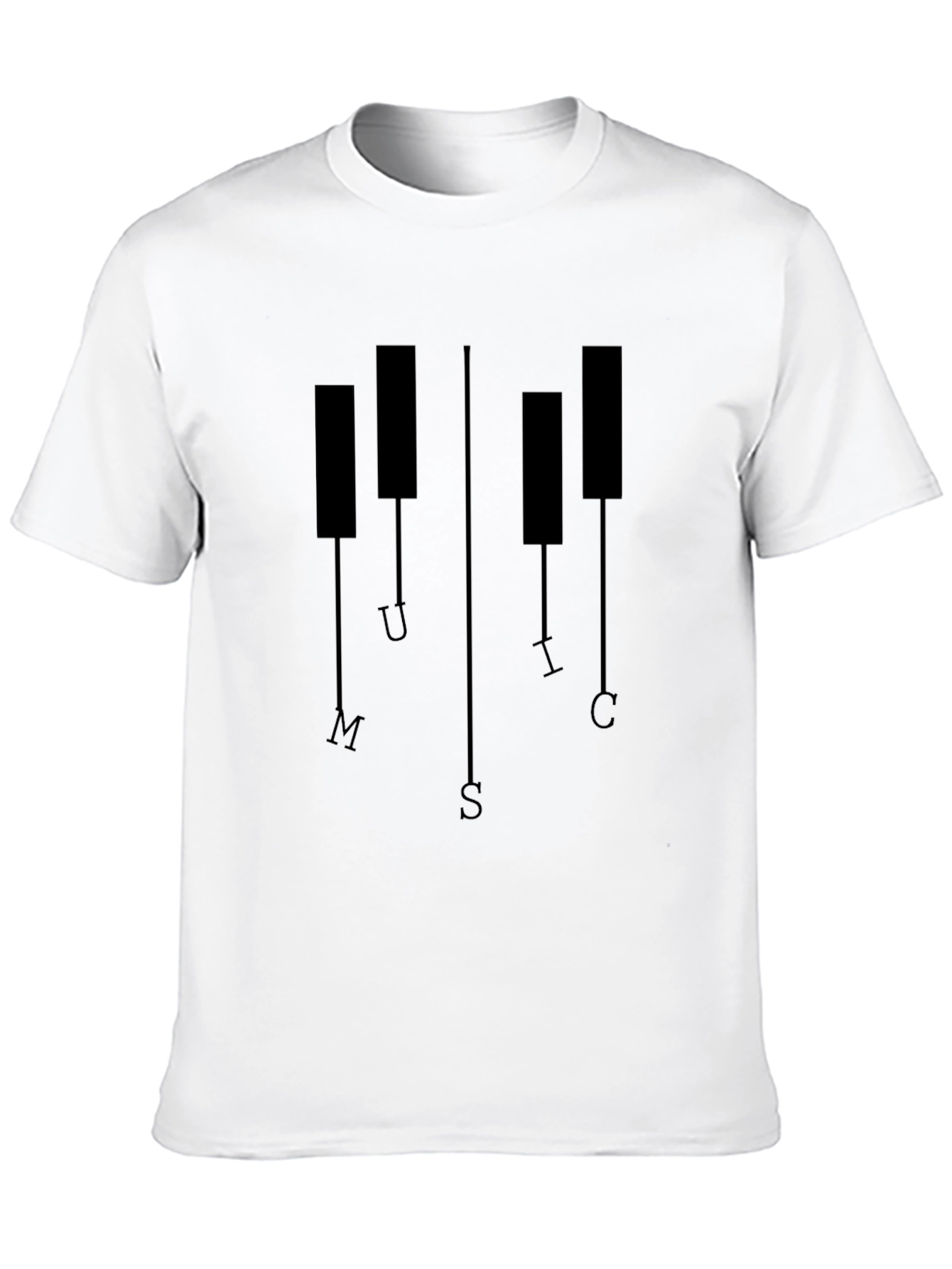 Music Piano Keys Black Graphic T-Shirt
