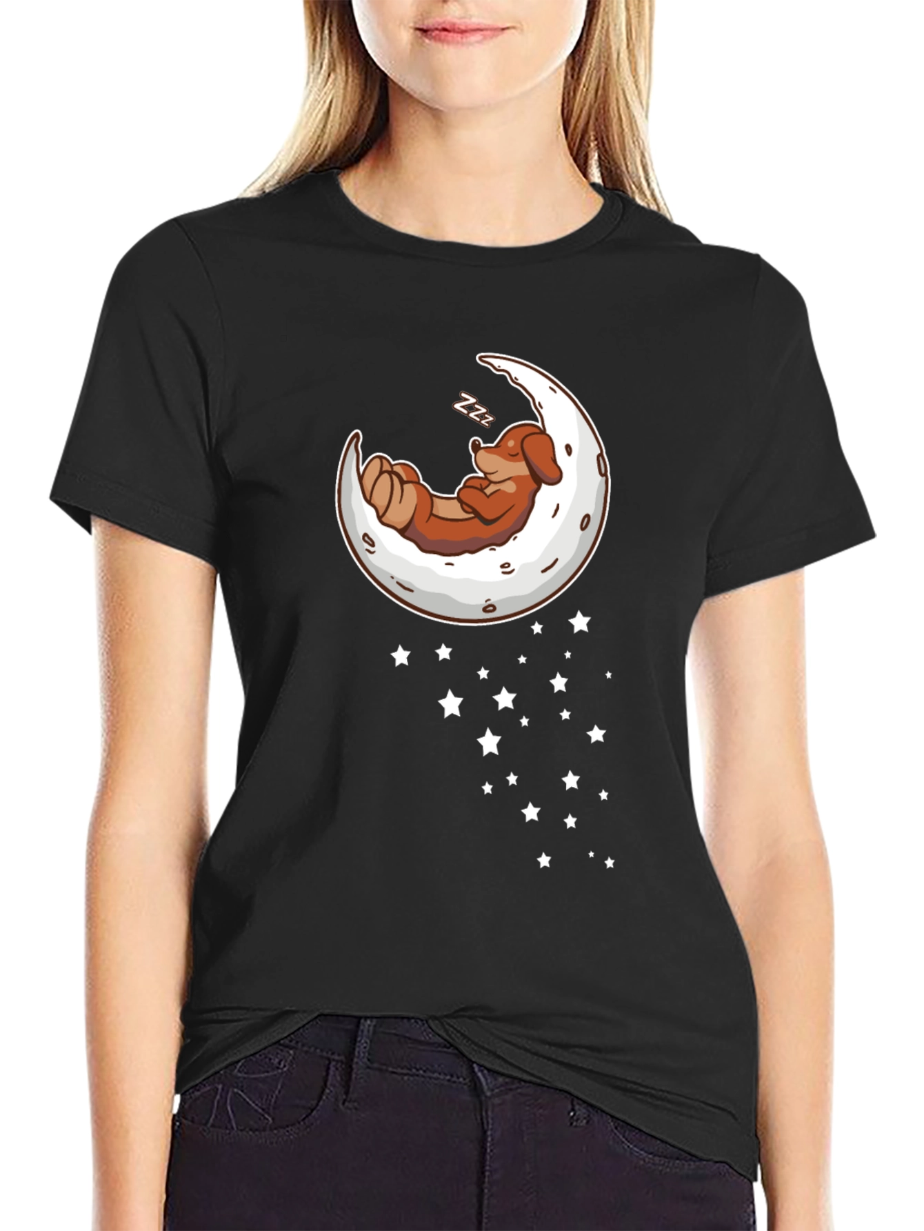 Dachshund Moon Sleep T-Shirt