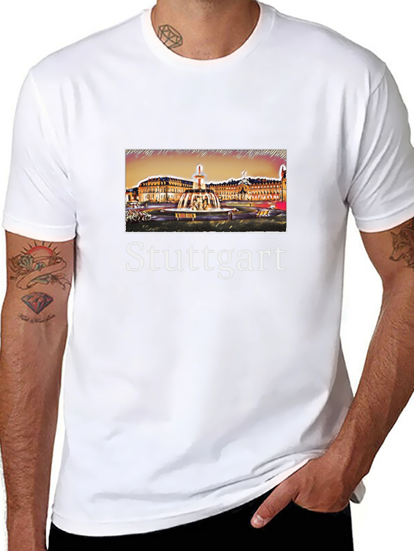 Stuttgart Germany T-Shirt City Fountain