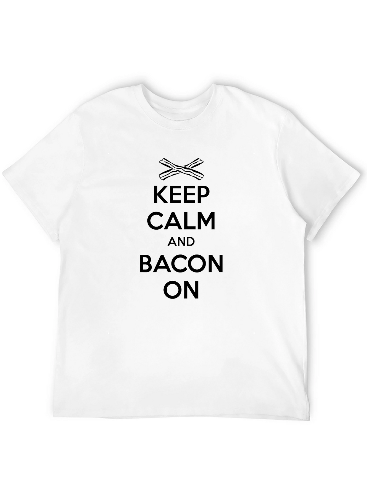 Keep Calm and Bacon On - Black T-Shirt