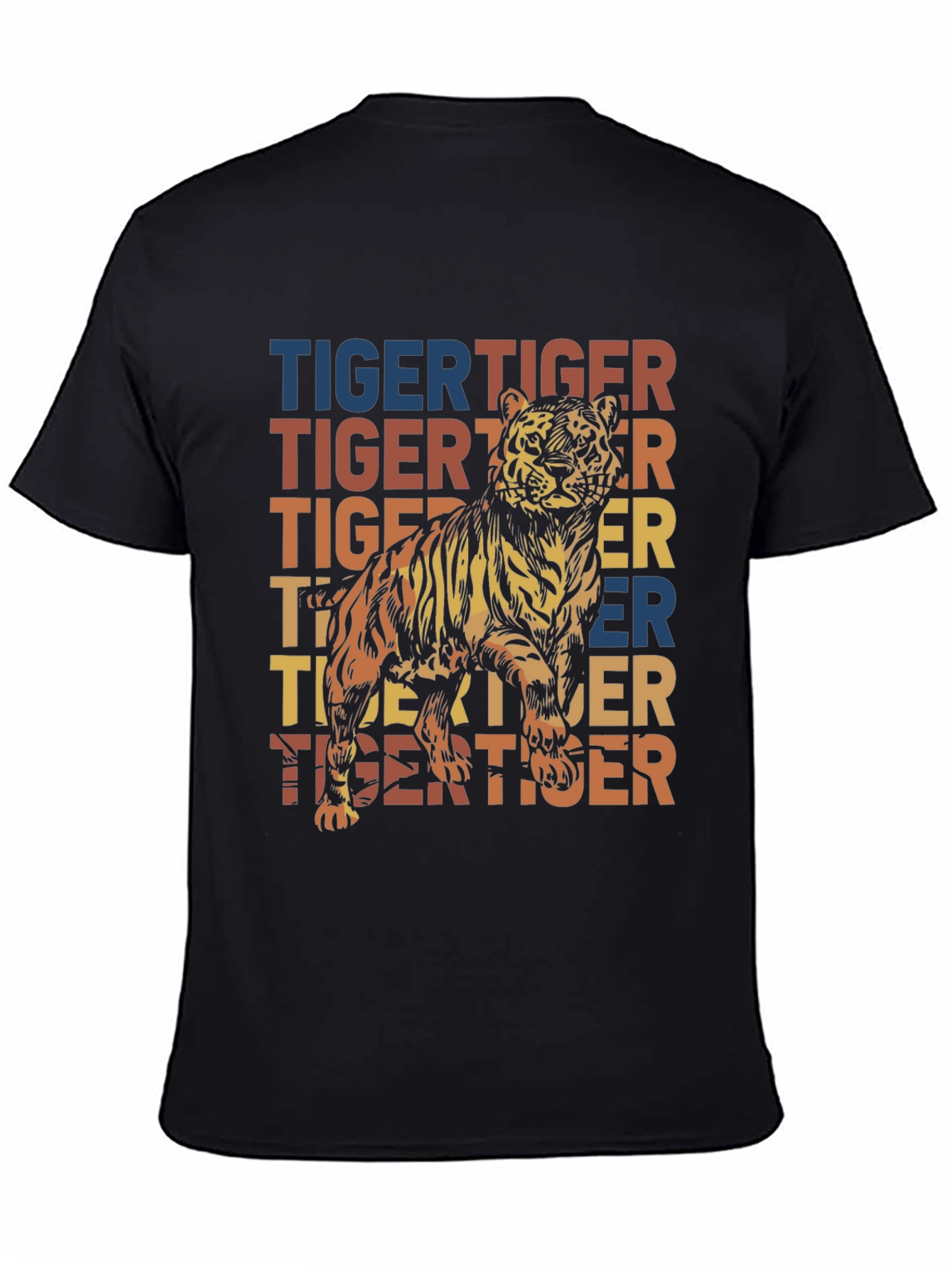 Retro Tiger Graphic Tee - Mens Black T-Shirt
